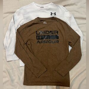 Boys Under Armour Brown and White Long Sleeves